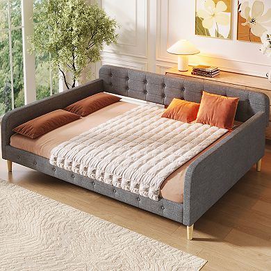Merax Queen Size Upholstered Daybed with 4 Support Legs