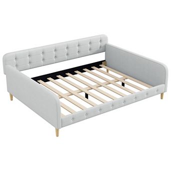Merax Queen Size Upholstered Daybed with 4 Support Legs
