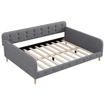 Merax Queen Size Upholstered Daybed with 4 Support Legs
