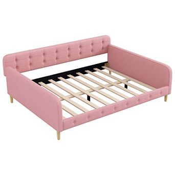 Merax Queen Size Upholstered Daybed with 4 Support Legs