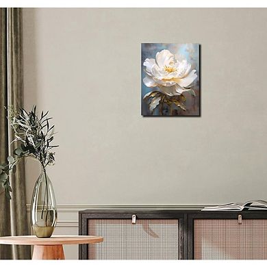 White Floral Wall Art Canvas Print Minimalist Home Decor Poster