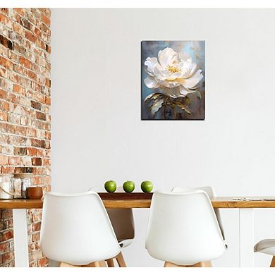 White Floral Wall Art Canvas Print Minimalist Home Decor Poster