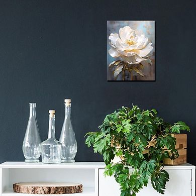 White Floral Wall Art Canvas Print Minimalist Home Decor Poster
