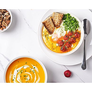 White Ceramic Soup & Cereal Bowls, Set of 6, Dishwasher & Microwave Safe
