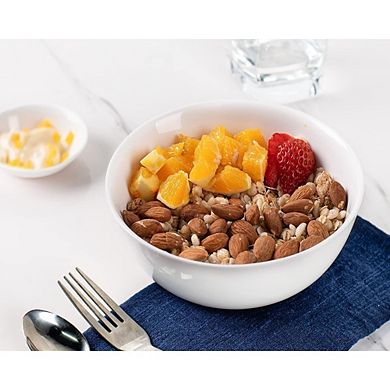 White Ceramic Soup & Cereal Bowls, Set of 6, Dishwasher & Microwave Safe