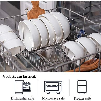 White Ceramic Soup & Cereal Bowls, Set of 6, Dishwasher & Microwave Safe