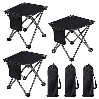 3 Pack Folding Camping Stools Portable 400Lbs Capacity with Storage Bags for Outdoor Fishing Beach