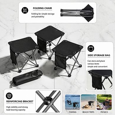 3 Pack Folding Camping Stools Portable 400Lbs Capacity with Storage Bags for Outdoor Fishing Beach