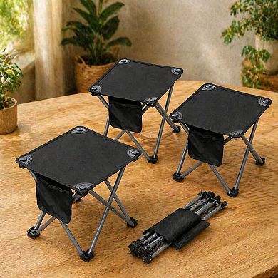 3 Pack Folding Camping Stools Portable 400Lbs Capacity with Storage Bags for Outdoor Fishing Beach