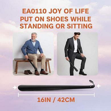 Long Handle Metal Shoe Horn for Seniors Boots Shoes Helper 16.5 Inch