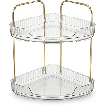 2 tier Acrylic Corner Organizer Tray, Bathroom & Vanity Storage Shelf