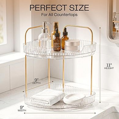2-Tier Acrylic Corner Organizer Tray, Bathroom & Vanity Storage Shelf