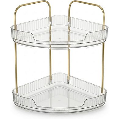 2-Tier Acrylic Corner Organizer Tray, Bathroom & Vanity Storage Shelf