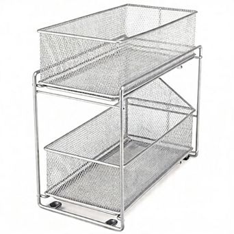 2 tier Sliding Basket Stackable Pull-out Drawer Organizer for Kitchen Under Sink Storage