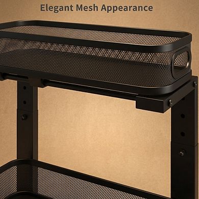 2 Pack Under Sink Organizer Dual Layer Pull Out Rack 5 Level Adjustment Rust Resistant Sliding
