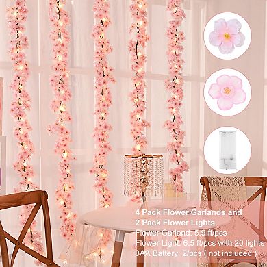 12-Pack 70.8Ft Artificial Cherry Blossom Garland Silk Vines Wedding Home Decor