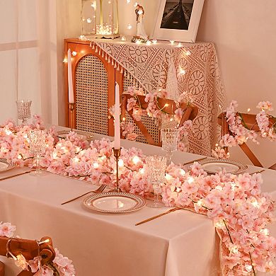 12-Pack 70.8Ft Artificial Cherry Blossom Garland Silk Vines Wedding Home Decor
