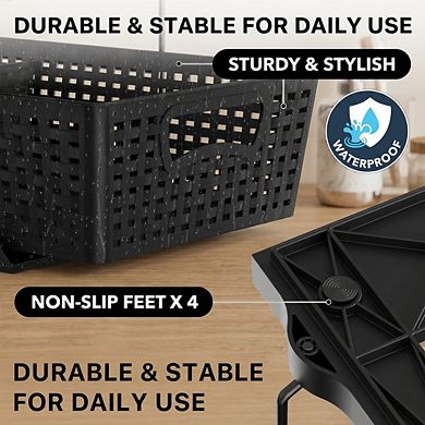 2 Tier Under Sink Storage Organizer Sliding Drawer Adjustable Divider Anti Slip Base Durable Baskets