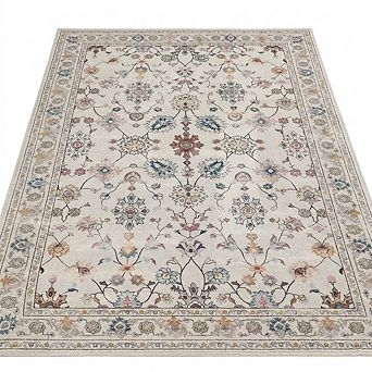 5x7 Washable Floral Boho Area Rug Soft Non-Slip Low Pile Indoor for Bedroom Living Room Nursery
