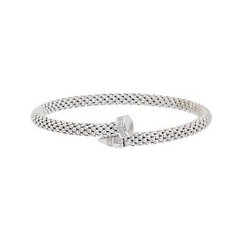 Meshmerise 18k Gold over Sterling Silver 1/10 Carat T.W. Diamond Mesh Nail Bangle Bracelet