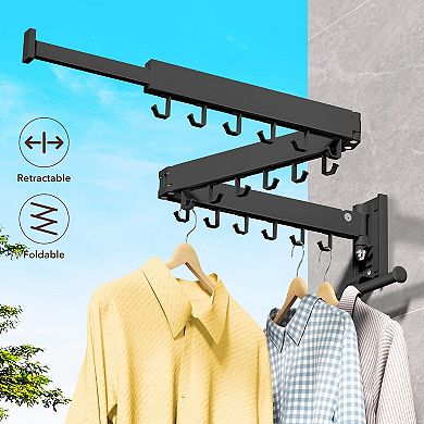 Folding Clothes Hangers With Clips 2 Pack 360° Rotatable Hook Portable Plastic Drying
