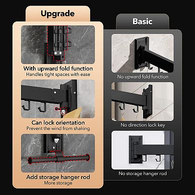 Folding Clothes Hangers With Clips 2 Pack 360° Rotatable Hook Portable Plastic Drying