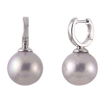 PearLustre by Imperial Sterling Silver Pink Freshwater Cultured Pearl Huggie Hoop Earrings