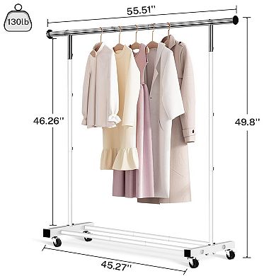 55.51 Inch Rolling Clothes Rack with Wheels 130lb Capacity Black
