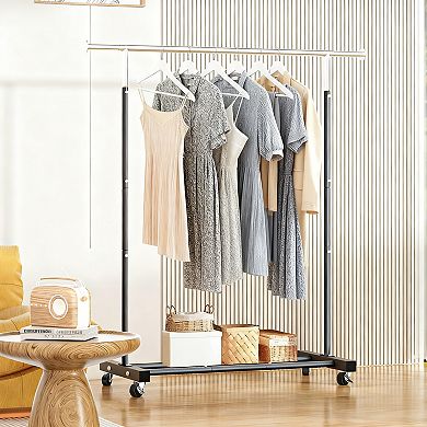 55.51 Inch Rolling Clothes Rack with Wheels 130lb Capacity Black