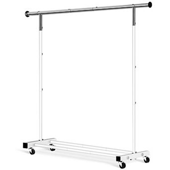 55.51 Inch Rolling Clothes Rack with Wheels 130lb Capacity Black