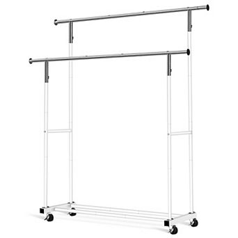 55.51 Inch Rolling Clothes Rack with Wheels 130lb Capacity Black