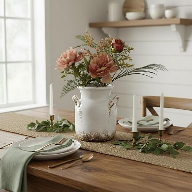 Ceramic Rustic Farmhouse Vase Distressed Decorative Flower Home Decor Shelf Boho Living Room Bedroom