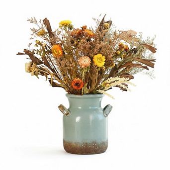 Ceramic Rustic Farmhouse Vase Distressed Decorative Flower Home Decor Shelf Boho Living Room Bedroom
