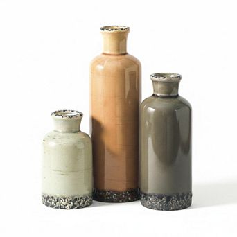 Ceramic Vintage Vases Set Of 3 Chinoiserie Decor For Home Office Table Shelf Living Room