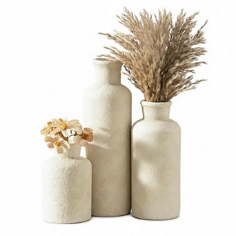 Ceramic Vintage Vases Set Of 3 Chinoiserie Decor For Home Office Table Shelf Living Room