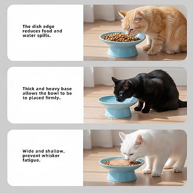 62 Inch Extra Wide Elevated Ceramic Cat Bowl Set Whisker Friendly Sturdy Dishwasher Safe for Elder