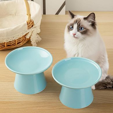 62 Inch Extra Wide Elevated Ceramic Cat Bowl Set Whisker Friendly Sturdy Dishwasher Safe for Elder