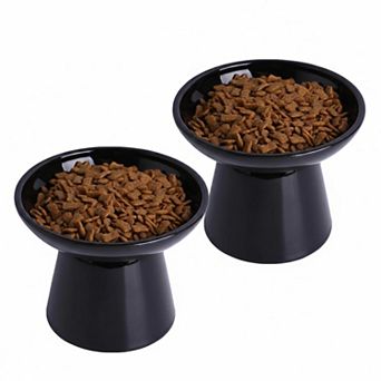 62 Inch Extra Wide Elevated Ceramic Cat Bowl Set Whisker Friendly Sturdy Dishwasher Safe for Elder