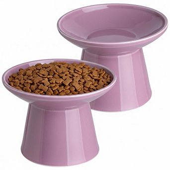 62 Inch Extra Wide Elevated Ceramic Cat Bowl Set Whisker Friendly Sturdy Dishwasher Safe for Elder