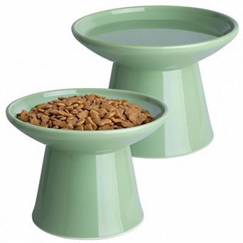 62 Inch Extra Wide Elevated Ceramic Cat Bowl Set Whisker Friendly Sturdy Dishwasher Safe for Elder