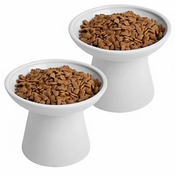 62 Inch Extra Wide Elevated Ceramic Cat Bowl Set Whisker Friendly Sturdy Dishwasher Safe for Elder
