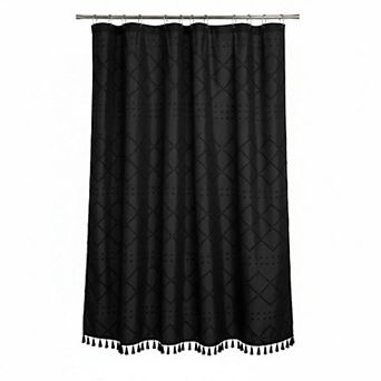 Boho Chevron Textured Shower Curtain Fabric Farmhouse Bathroom Decor
