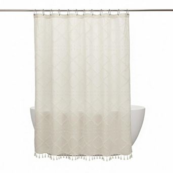 Boho Chevron Textured Shower Curtain Fabric Farmhouse Bathroom Decor