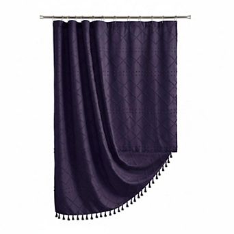 Boho Chevron Textured Shower Curtain Fabric Farmhouse Bathroom Decor