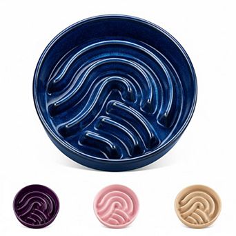 Ceramic Slow Feeder Dog Bowl Puzzle Fast Eater Non-Toxic Sturdy Dishwasher Safe