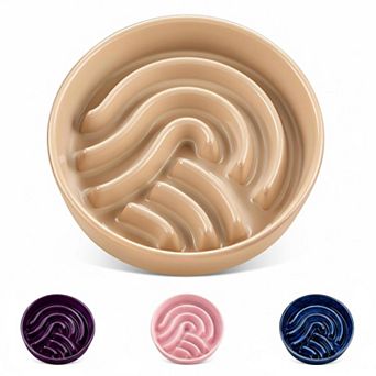 Ceramic Slow Feeder Dog Bowl Puzzle Fast Eater Non-Toxic Sturdy Dishwasher Safe