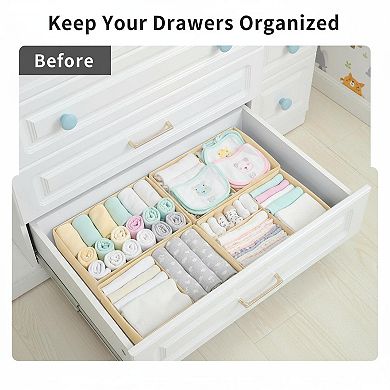4 Pack Drawer Organizers 8 Grids Foldable Closet Storage Bins Dresser Boxes For T-shirts Tank Tops