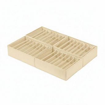 4 Pack Drawer Organizers 8 Grids Foldable Closet Storage Bins Dresser Boxes For T-shirts Tank Tops