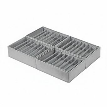 4 Pack Drawer Organizers 8 Grids Foldable Closet Storage Bins Dresser Boxes For T-shirts Tank Tops