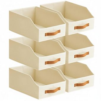 6 Pack Large Collapsible Fabric Storage Bins with Front Handle for Closet Shelf Organization